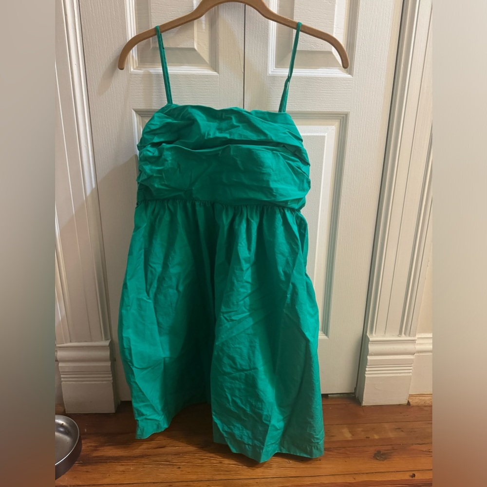 Green spaghetti strap dress